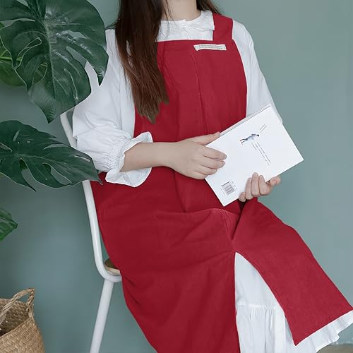 Cotton Aprons for Women and Men (Red)