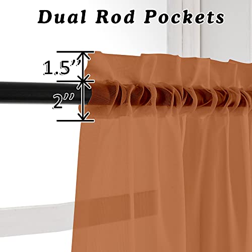 Orange Sheer Curtains 63 inch Length 2 Panels for Bedroom Living Room (Orange / 42"W x 63"L (Pack of 2))