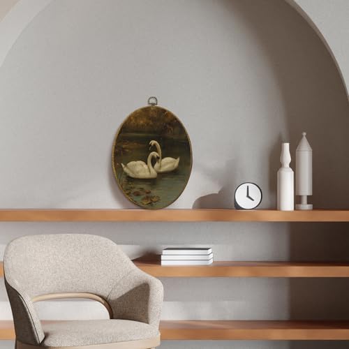 Vintage Swan Oval Wall Art Decor (Colour 10)