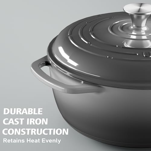 Enameled Cast Iron Dutch Oven (Grey)