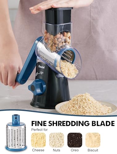 Rotary Cheese Grater (Black / 3 Blades)