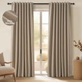 94 Inches Long Taupe Flax Custom Blackout Linen Curtains (Dark Flax / 52"W x 94"L (Pack of 2))