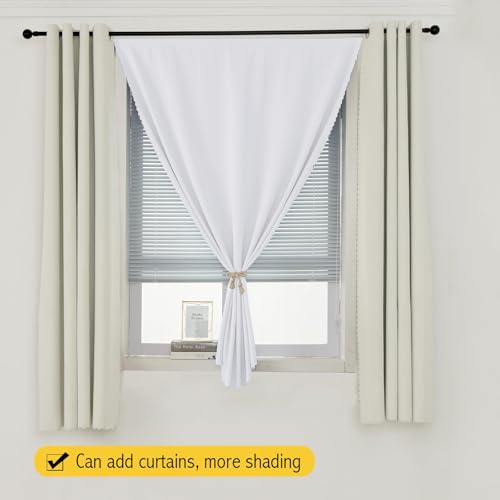 self Adhesive Curtains Portable Blackout Curtain Simple and Easy to Install Bedroom Window Thermal Lnsulated Kitchen Room Darkening Black Small Drapes (35"W x 79"L (Pack of 1) / White)