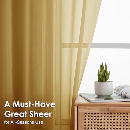 Gold Sheer Curtains 72 Inches Long 2 Panels (Gold / 42"W x 72"L (Pack of 2))