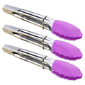 7 Inch Stainless Steel Tongs with Silicone Tips (7-inch / Purple)