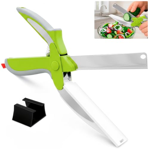 2 in 1 Kitchen Scissors for Food with Cutting Board (Wasabi Green)