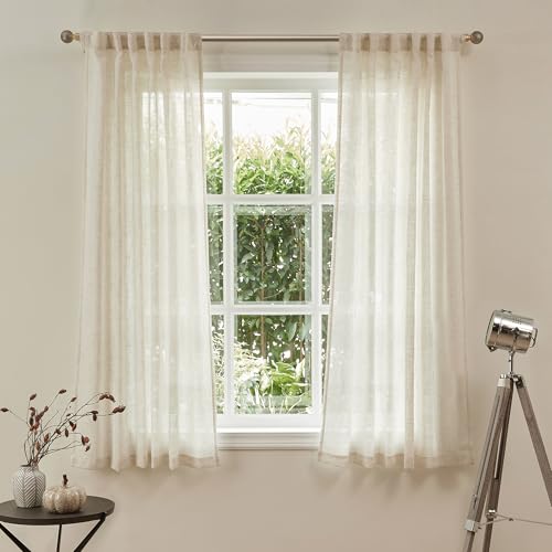 Farmhouse Kitchen Curtains 54 inches Long (50"W x 54"L (Pack of 2) / Linen)