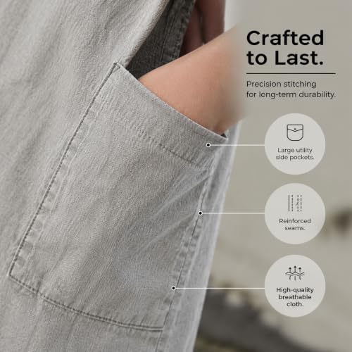 Cross Back Linen Cotton Apron with Pockets (X-Large / Grey)