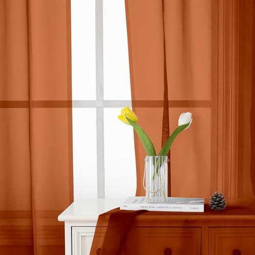 Orange Sheer Curtains 72 Inches Long 2 Panels (Orange / 42"W x 72"L (Pack of 2))