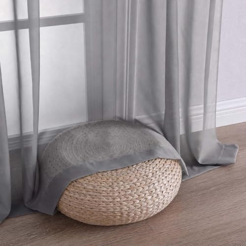 Charcoal Grey Sheer Curtains 63 Inches Long 2 Panels Set (Charcoal Grey / 59"W x 63"L (Pack of 2))