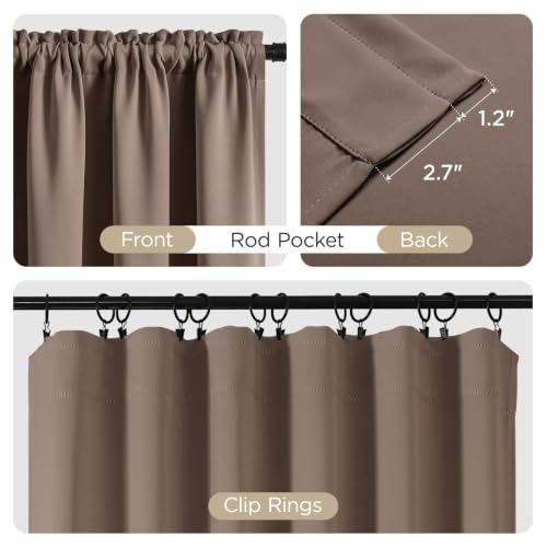 Khaki Blackout Curtains 72 inch Length 2 Panels Set (Khaki / 52"W x 72"L (Pack of 2))