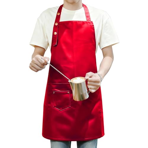 Art Pottery Smock Apron for Women & Men with Large Pockets (Burgundy)