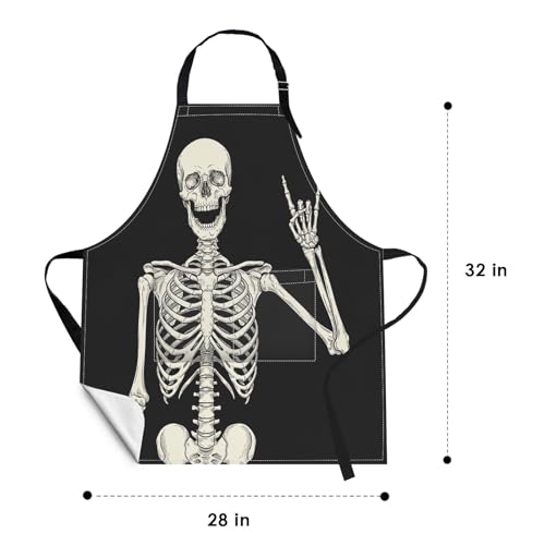 Apron with Pockets (Black Skull)