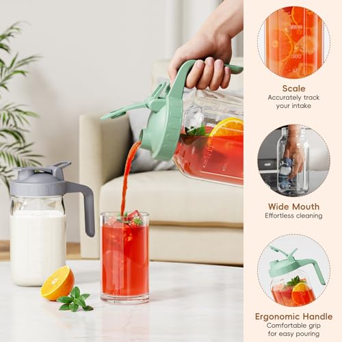 Glass Pitcher with lid (White / 64 Ounces)