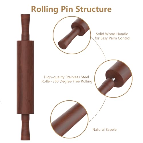Rolling Pin with Handles (Brown)
