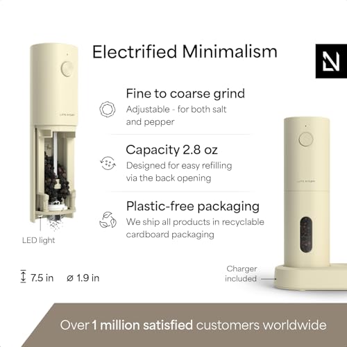 Electric Salt and Pepper Grinder Set (Butter Cream)