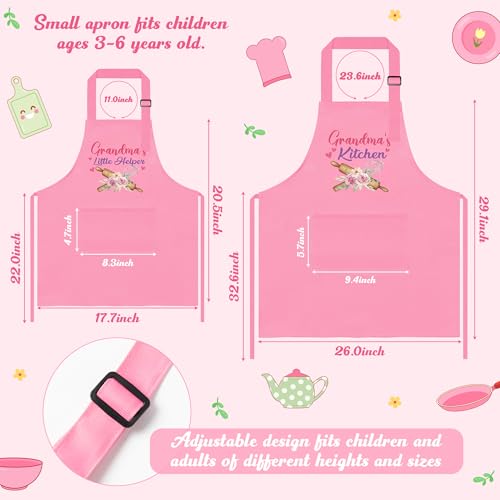 R HORSE 2Pcs Adults Kids Matching Apron Set (Pink Grandma)