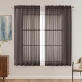 Chocolate Sheer Curtains 63 Inches Long 2 Panels Set (Chocolate / 59"W x 63"L (Pack of 2))