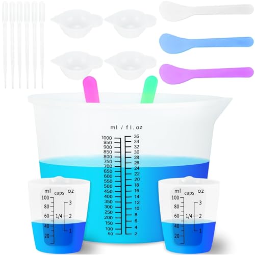 1000ML Large Silicone Measuring Cups for Resin (1000ml+100ml kit / Black)