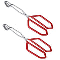 Stainless Steel Scissor Tongs Heavy Duty Cooking Tongs with Soft Handles (red 11"+11")