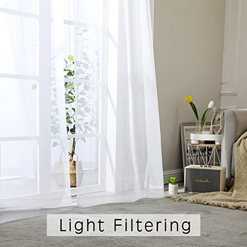 Sheer Curtains (White / 42"W x 50"L (Pack of 2))