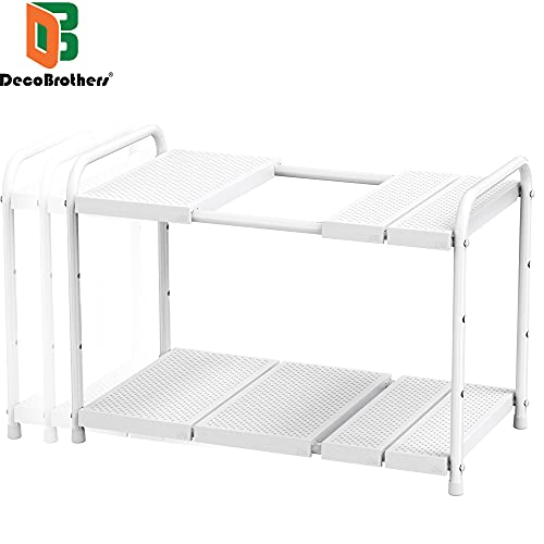 Under Sink 2 Tier Expandable Shelf Organizer (White)