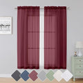 Red Sheer Curtains 63 Inch Length 2 Panels (Burgundy / 42"W x 63"L (Pack of 2))