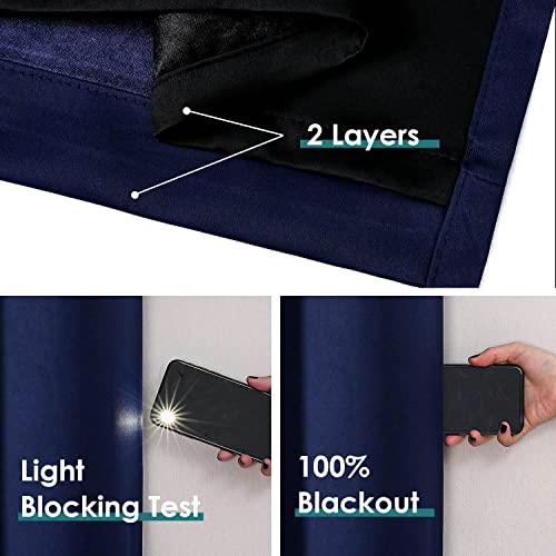 100% Blackout Curtains for Bedroom 84 Inches Long 2 Panels Set (52"W x 84"L (Pack of 2) / Navy Blue)