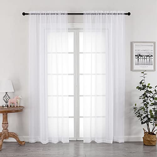 White Sheer Curtains 72 Inch Long 2 Panels for Living Room 42" Wide (White / 59"W x 72"L (Pack of 2))
