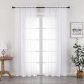 White Sheer Curtains 90 Inches Long 2 Panels (White / 42"W x 90"L (Pack of 2))