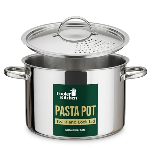Stainless Steel Pasta Pot with Strainer Lid (Stainless Steel)
