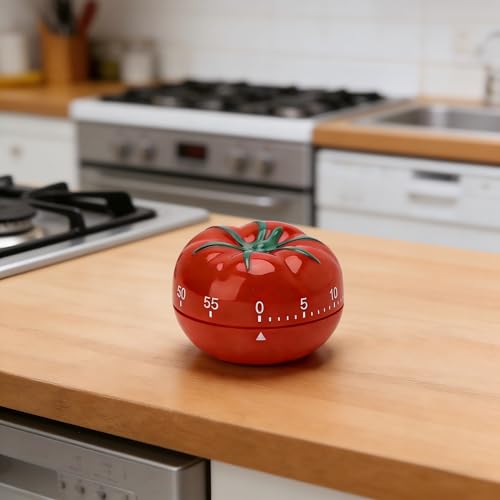 Cute Tomato Shape 360 Degree Rotating Kitchen Cooking Timer Kitchen Craft Mechanical Wind Up 60 Minutes Timer (Red)