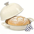 Enameled Round Cast Iron Bread Oven (Cream White)