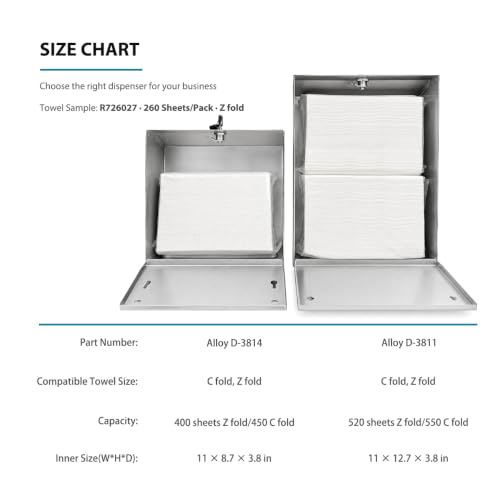 Stainless Steel Paper Towel Dispenser Wall Mount for Commercial Bathrooms (3814-silver)