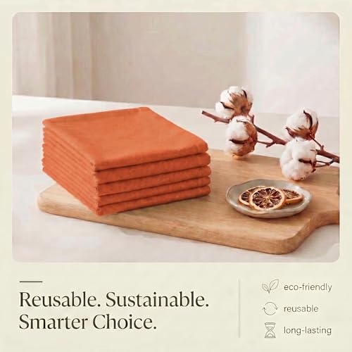 Kitchen Towels Cotton Dish Towels 20”x30” (20" x 30" (Set of 6) / 024 Orange)