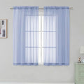 Rod Pocket Top Solid Voile Sheer Curtains for Bedroom (Denim / 42"W x 54"L (Pack of 2))