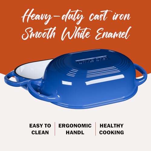 Enameled Cast Iron Dutch Oven for Bread Baking (Blue)