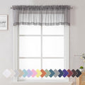 Charcoal Grey Sheer Curtains 14 Inch Length 2 Panels Set (Charcoal Grey / 40"W x 14"L (Pack of 2))