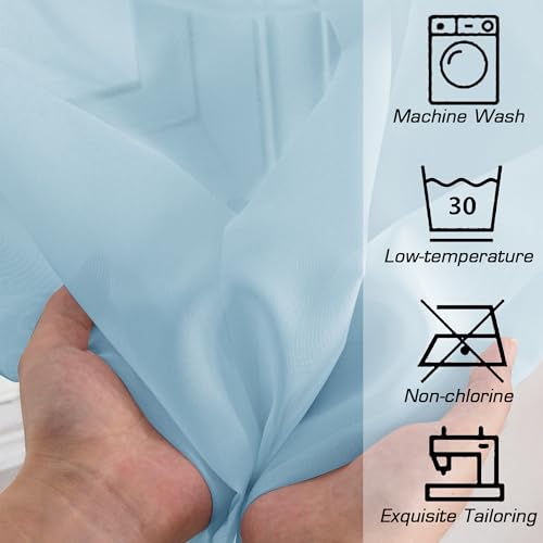 Sheer Curtains 63 inch Length 2 Panels Set (Sky Blue / 42"W x 63"L (Pack of 2))