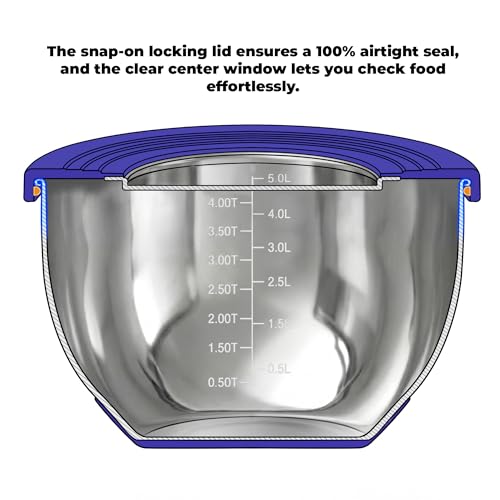 Stainless Steel Mixing Bowls with Lids (Blue)