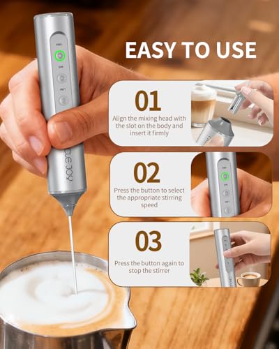 Rechargeable Handheld Milk Frother Wand with Stand