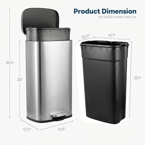 13.2 Gal Kitchen Trash Can (Silver / 13.2 Gal)