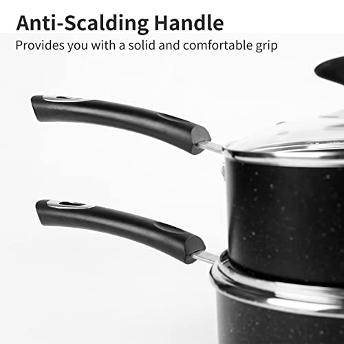 Nonstick Saucepan Set (Black / 1.5+2.5 sets)