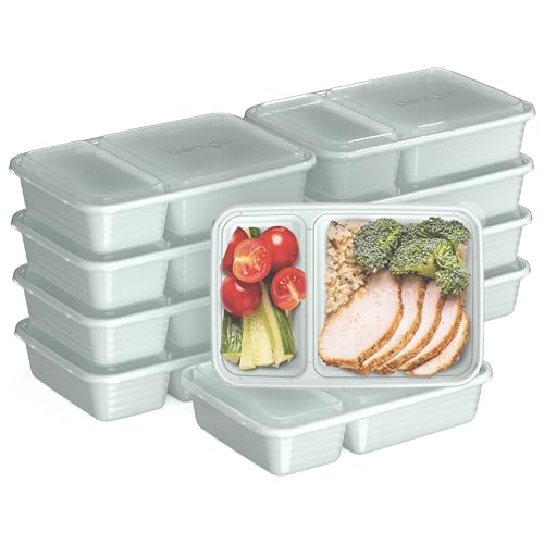Prep 2 Compartment Meal Prep Containers with Lids (Mint)