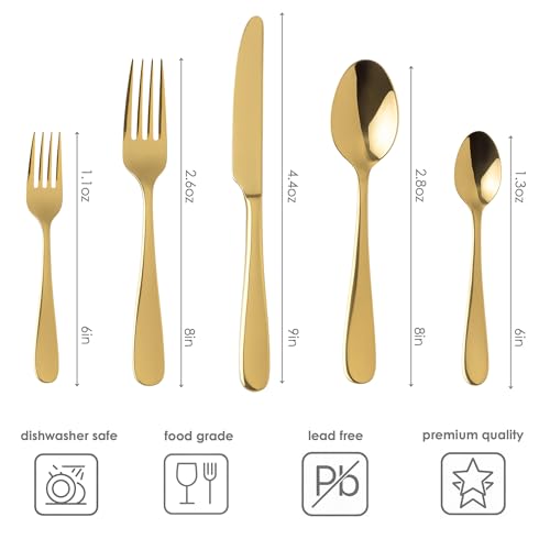 Silverware Set for 6 (Polished Gold / 30 - Piece)
