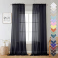 Sheer Curtain Panels Set 96" Inches Long (Black / 40"W x 96"L (Pack of 2))