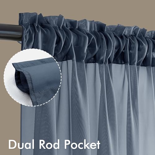 Navy Blue Sheer Curtains 84 Inches Long 4 Panels 42 x 84 Inches (42"W x 84"L (Pack of 4) / Navy Blue)