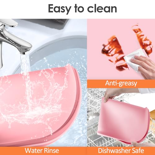 Silicone Coffee Maker Mat with Lip for Countertops (Pink / 24'' x 16'')
