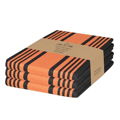 Kitchen Towels Cotton Dish Towels 20”x30” (20" x 30" (Set of 3) / 149 Orange/Black)