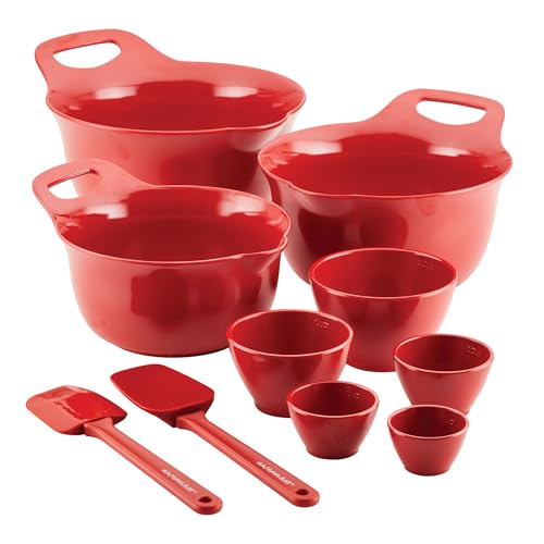 Pantryware Nesting Mixing Bowls with Built (10 Piece / Red)